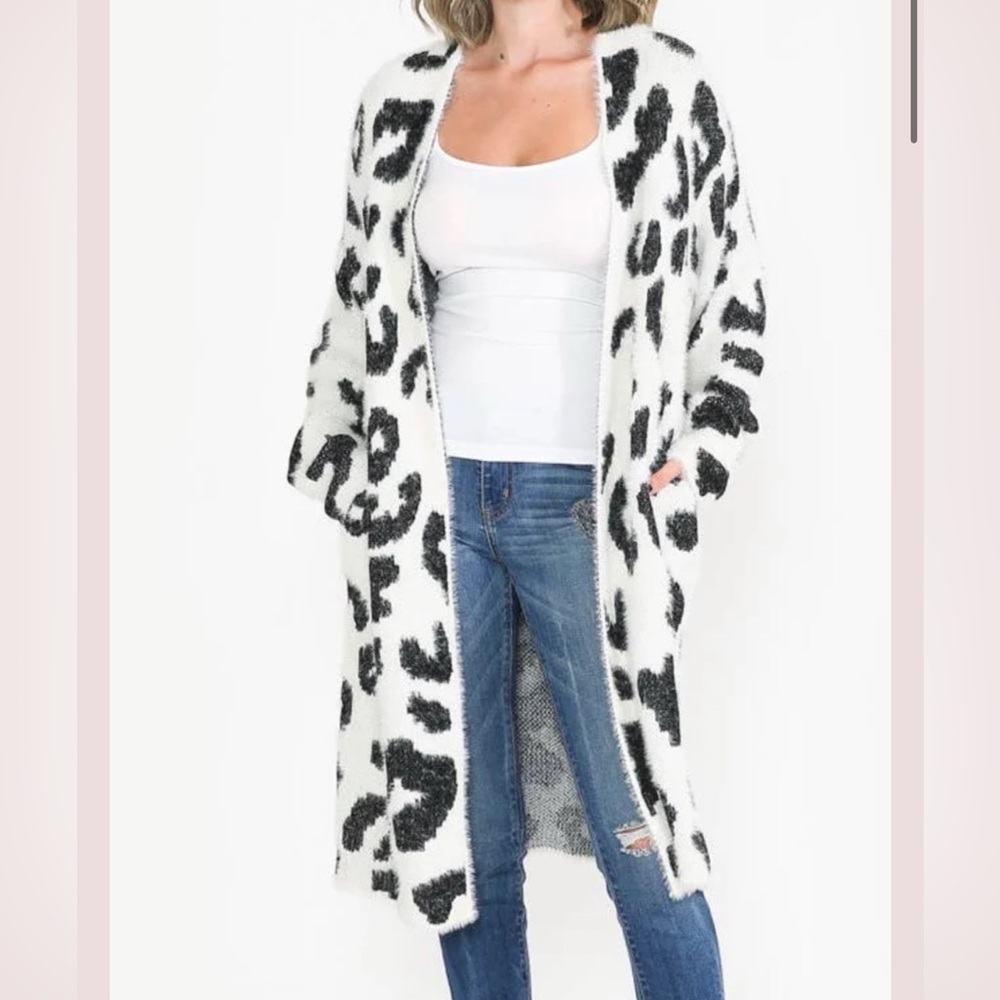 Leopard print open front cardigan
